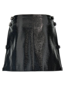 courrèges Mini Multi Sangle Vinyl Skirt Black