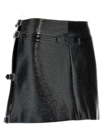 courrèges Mini Multi Sangle Vinyl Skirt Black
