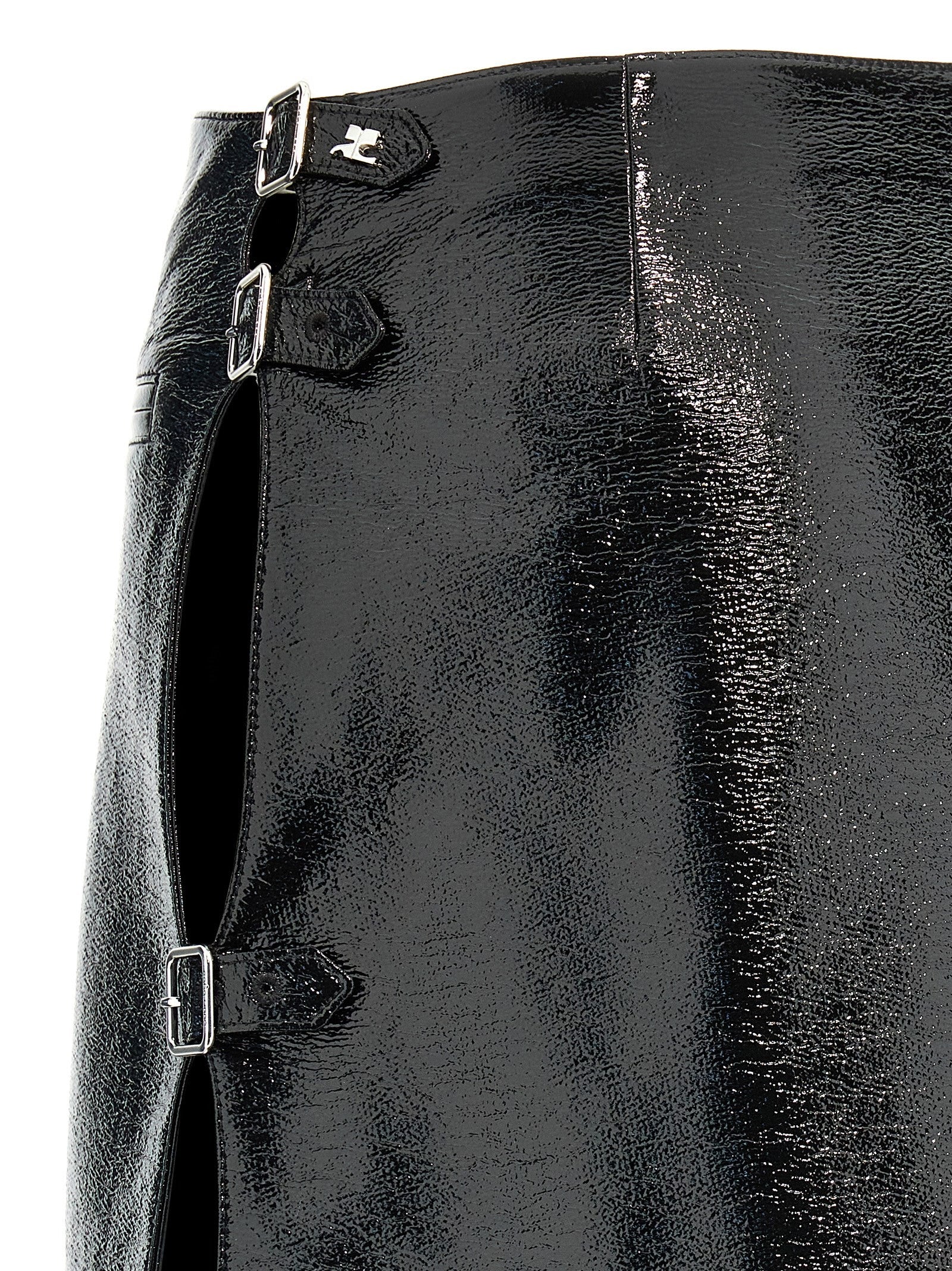 courrèges Mini Multi Sangle Vinyl Skirt Black
