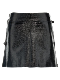 courrèges Mini Multi Sangle Vinyl Skirt Black