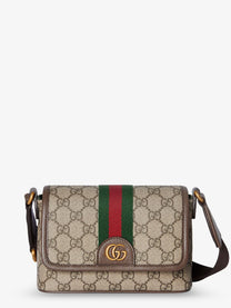 Gucci Men's Mini Ophidia GG Fabric Crossbody Bag Beige