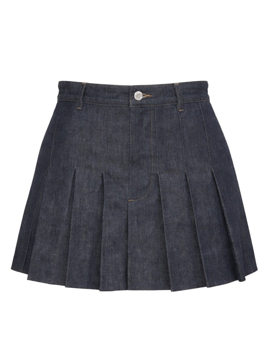 A.P.C Women's Mini Pleated Skirt Blue