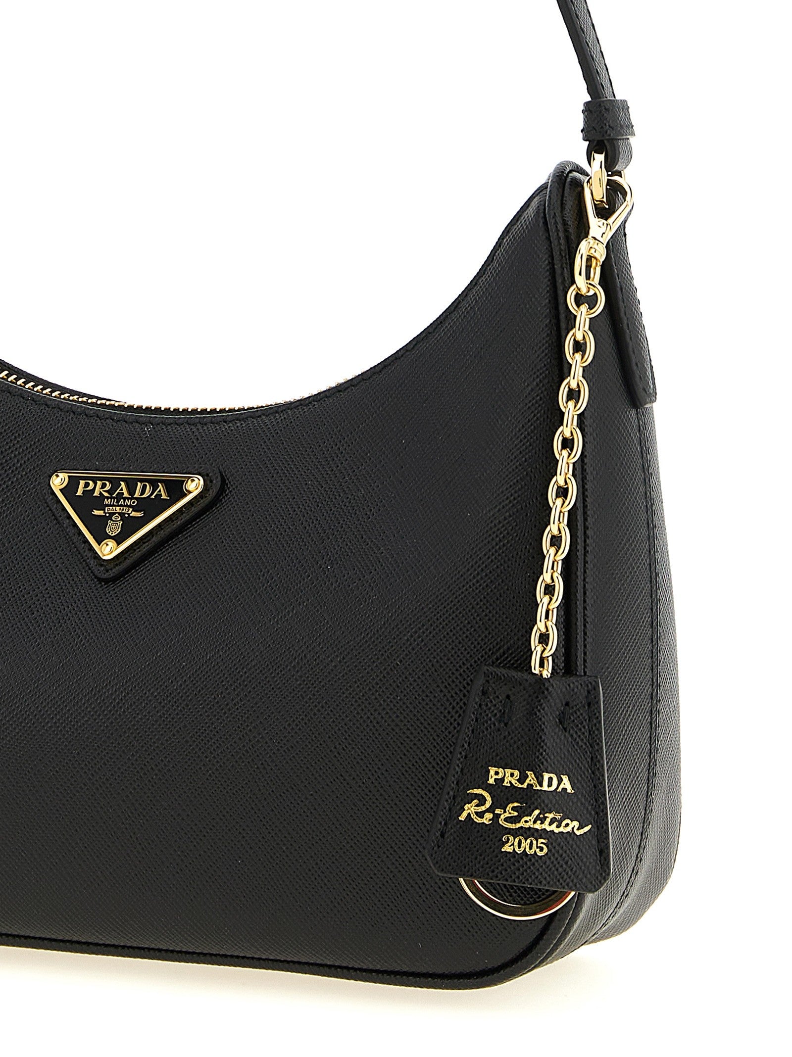 PRADA Mini Re Edition Saffiano Shoulder Bag Black