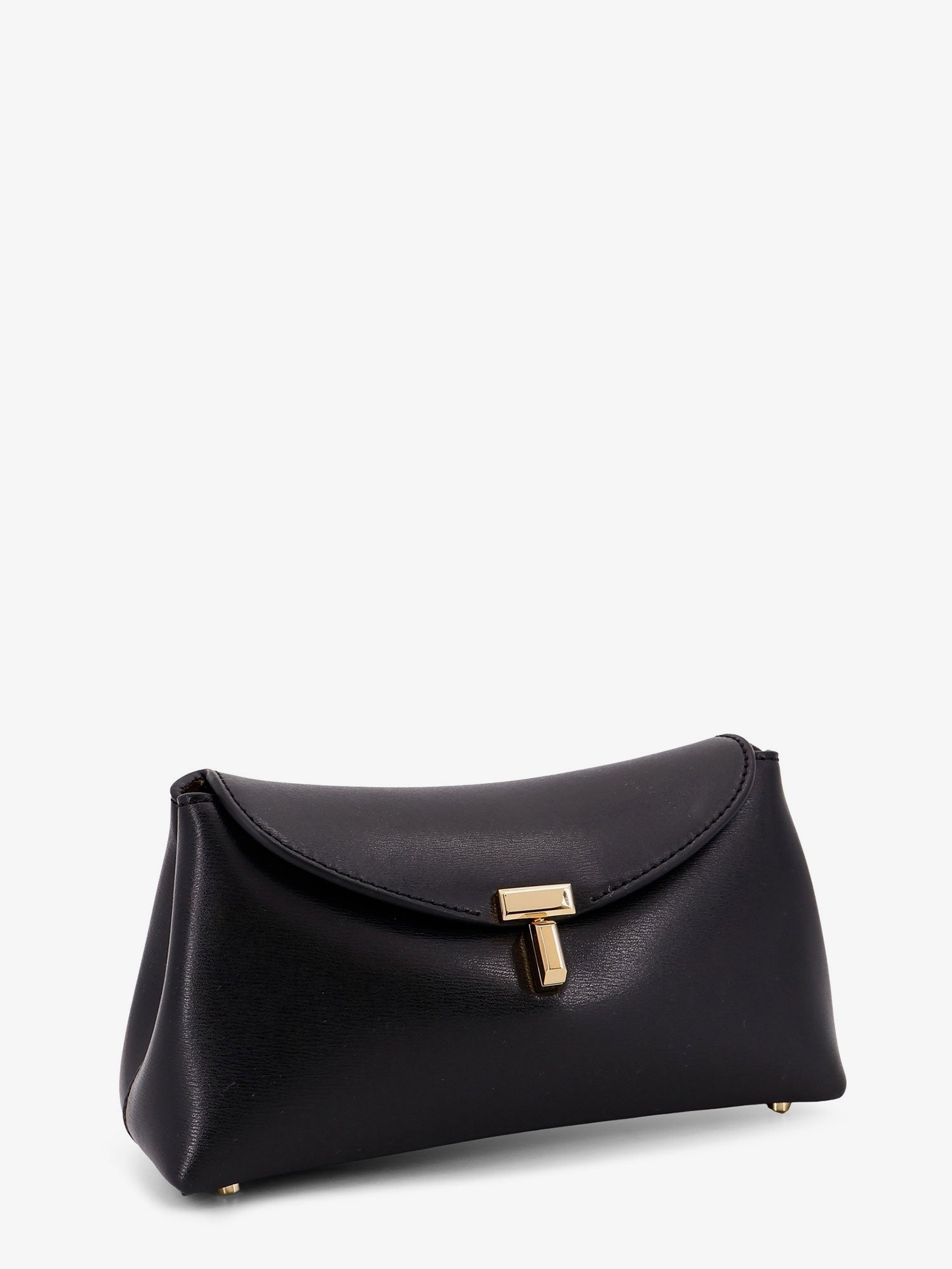 Toteme Women's Mini Lock Leather Clutch Black