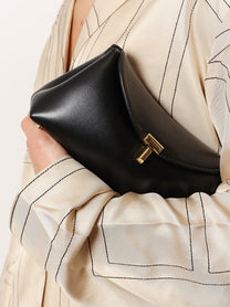Toteme Women's Mini Lock Leather Clutch Black