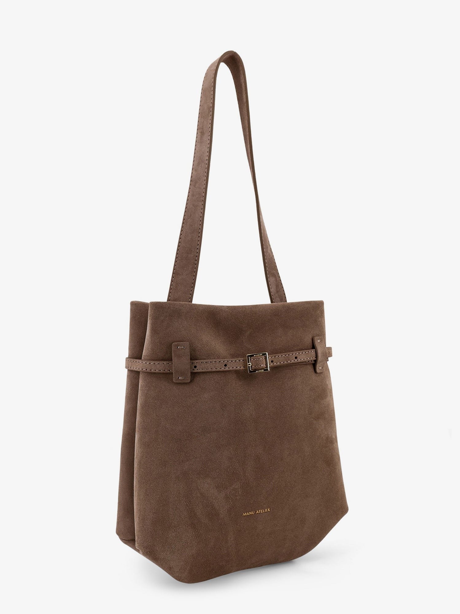 Manu Atelier Women's Mini Tote Du Jour Suede Shoulder Bag Brown
