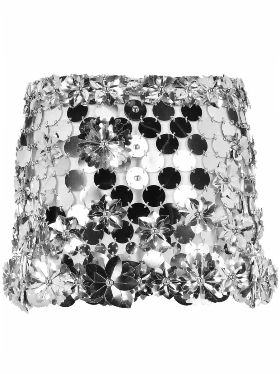 Rabanne Women's Minigonna Con Dettagli Floreali Silver