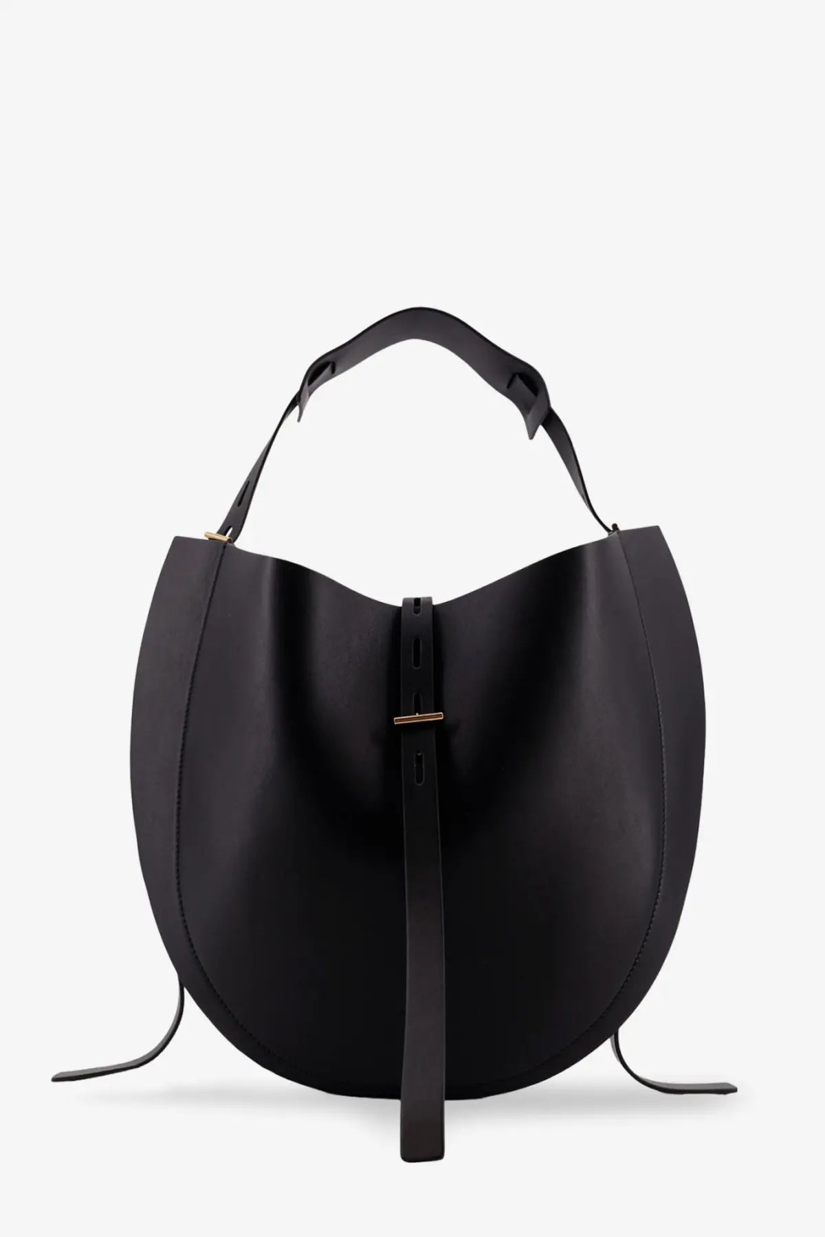 Minobossi women’s liz leather crossbody bag in black with minimalist design and gold-tone hardware