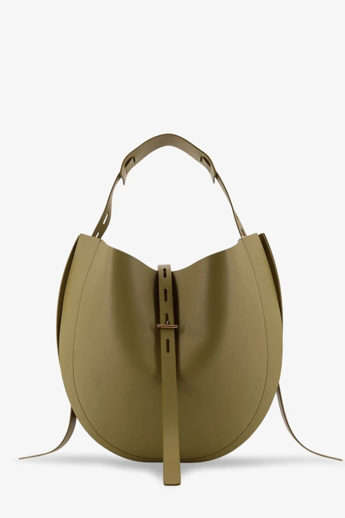 Minobossi women’s liz leather crossbody bag green with olive green leather and gold-tone metal buckle minimalist design