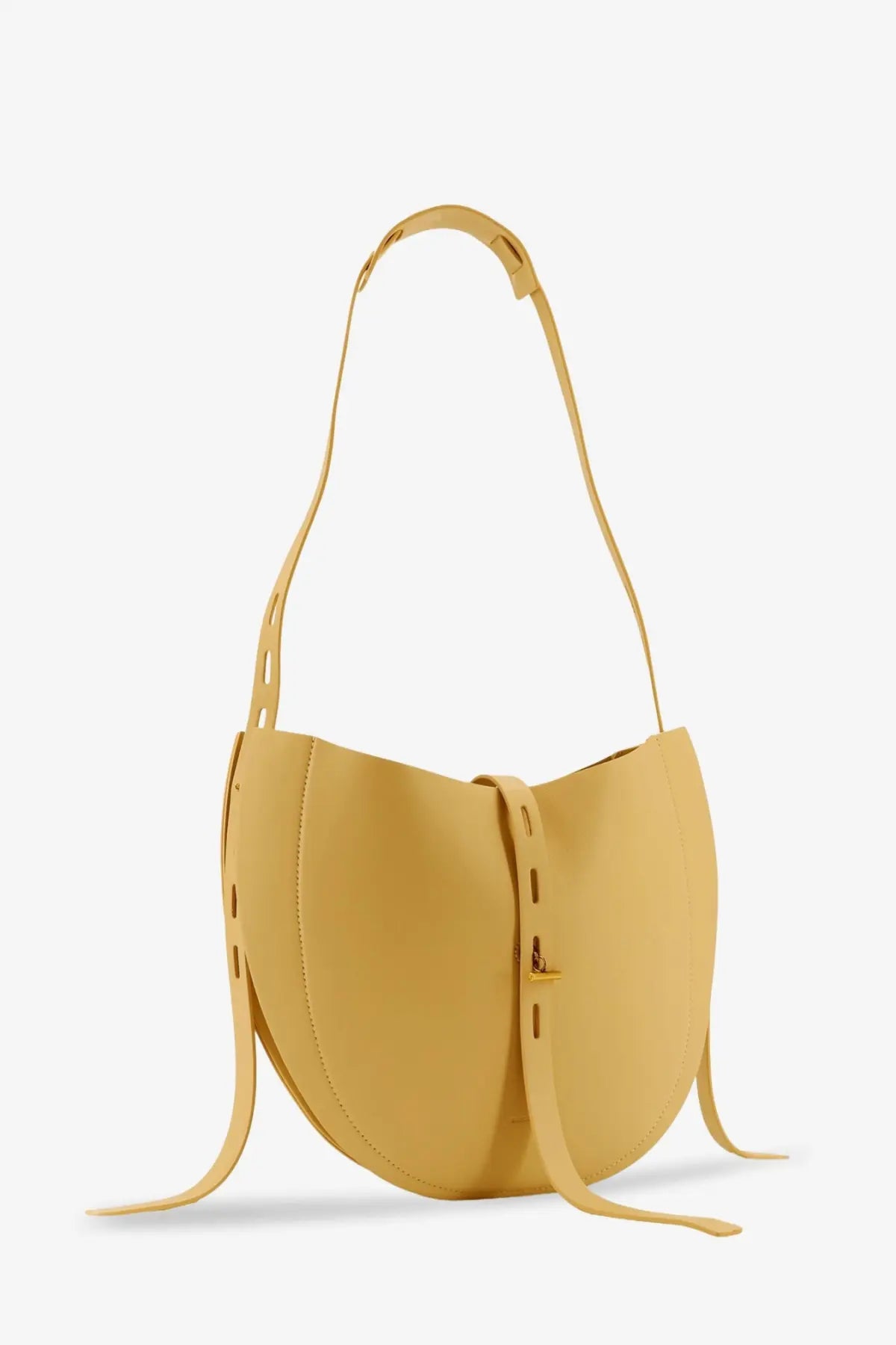 Minobossi women’s lizzie leather crossbody bag in mustard yellow with sleek minimalist design and slender straps
