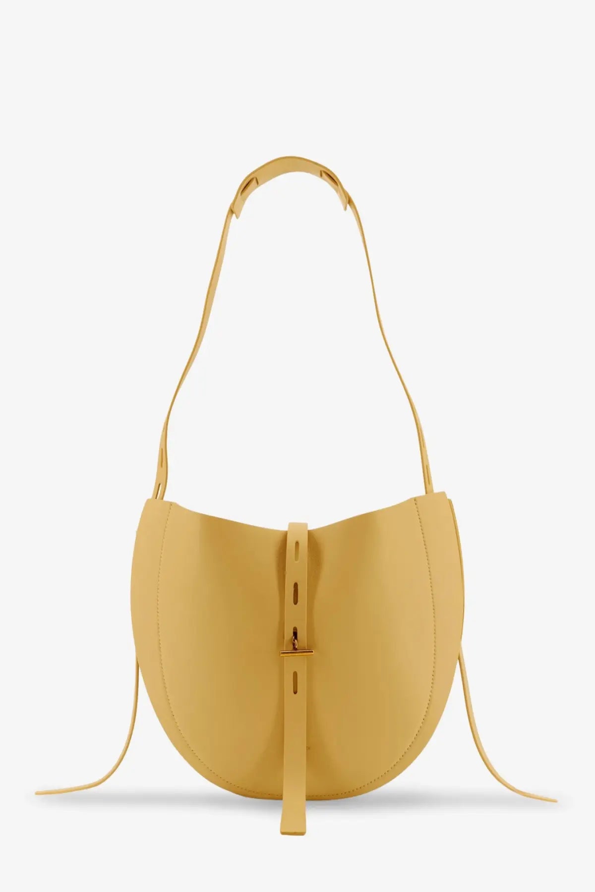 Minobossi women’s lizzie leather crossbody bag in mustard yellow with minimalist design and adjustable shoulder strap