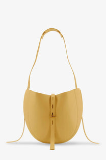 Minobossi women’s lizzie leather crossbody bag in mustard yellow with minimalist design and adjustable shoulder strap