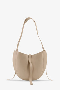 Minobossi women’s lizzie beige leather hobo bag with curved silhouette and adjustable shoulder strap