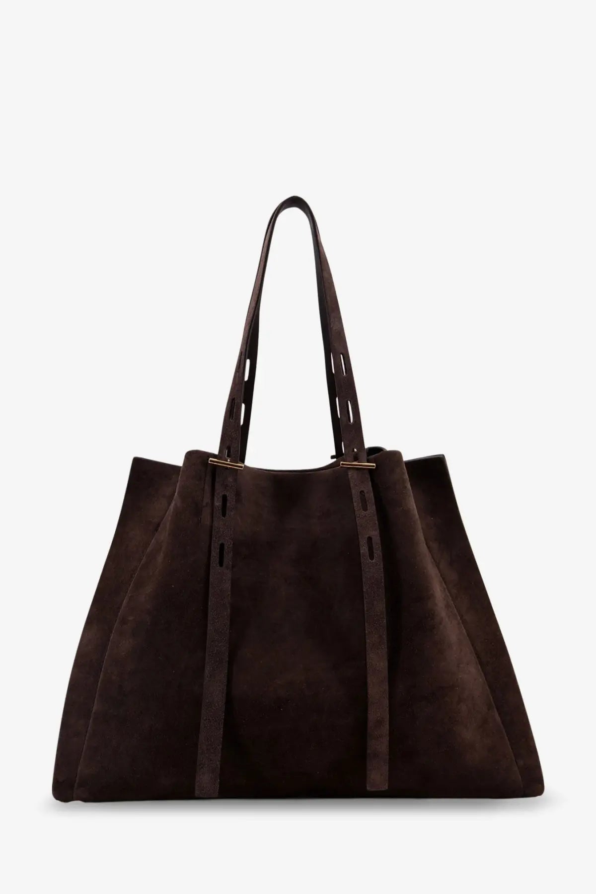 Minobossi women’s paula suede shoulder bag dark brown tote with slender handles and gold-tone hardware straps