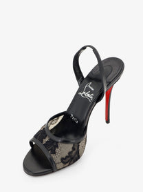 Christian Louboutin Women's Miss Lace Sling Sandals in Mesh and Leather Black, view 4