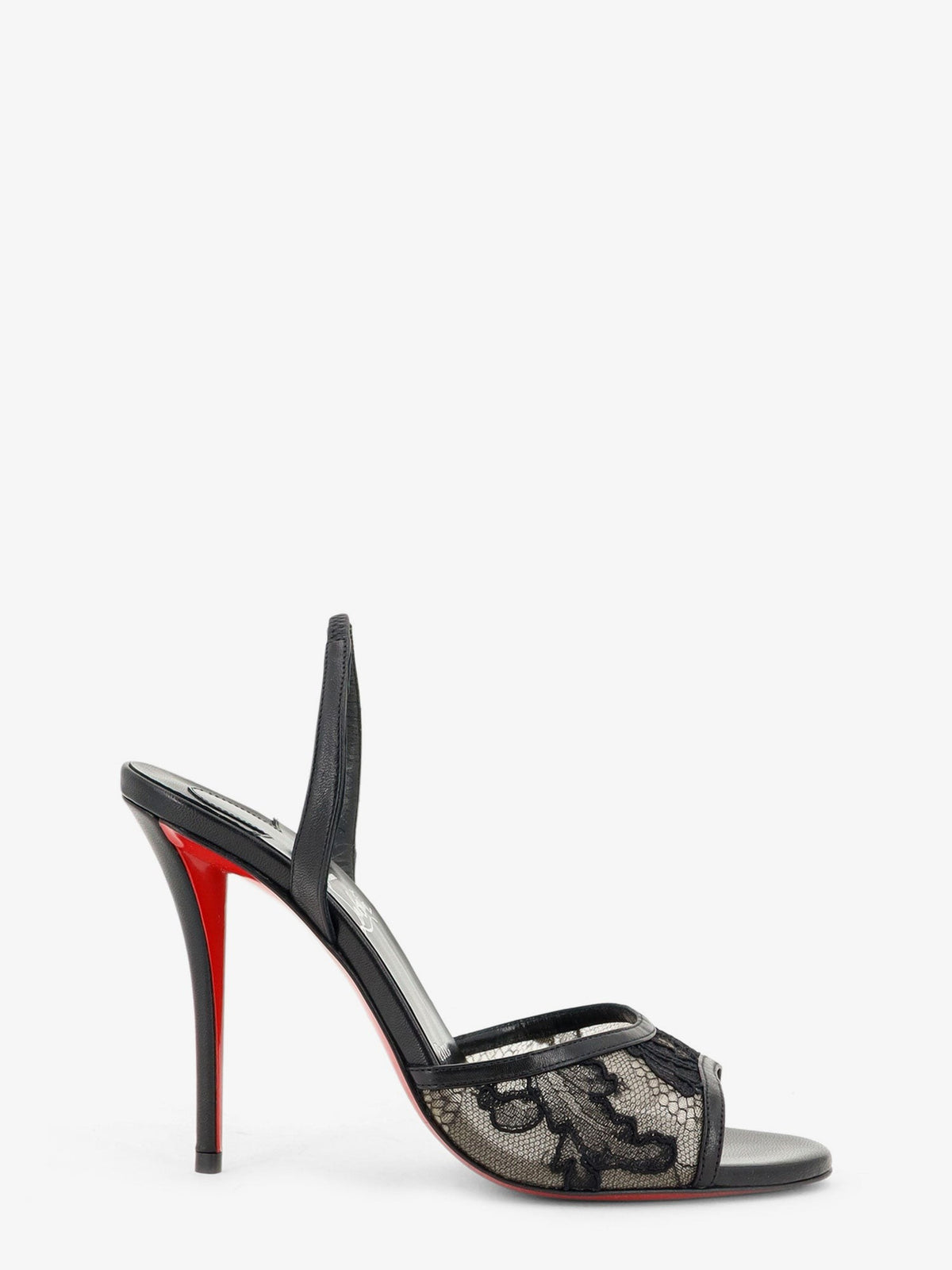 Christian Louboutin Women's Miss Lace Sling Sandals in Mesh and Leather Black