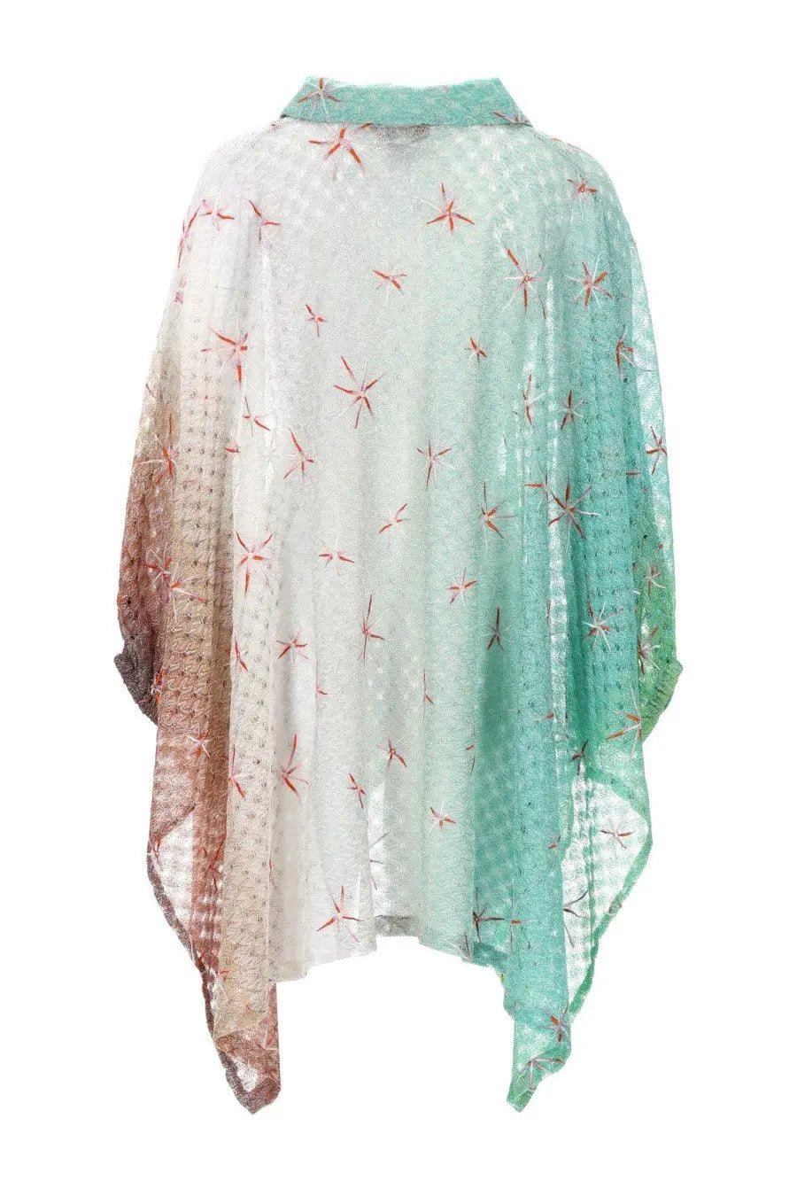 Missoni women’s copristume corto sheer gradient cape in multicolor viscosa lamé with star pattern and lace texture