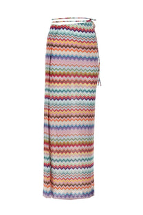 Missoni women’s vibrant multicolor zigzag pattern maxi skirt with tie waist design ideal for stylish summer wear