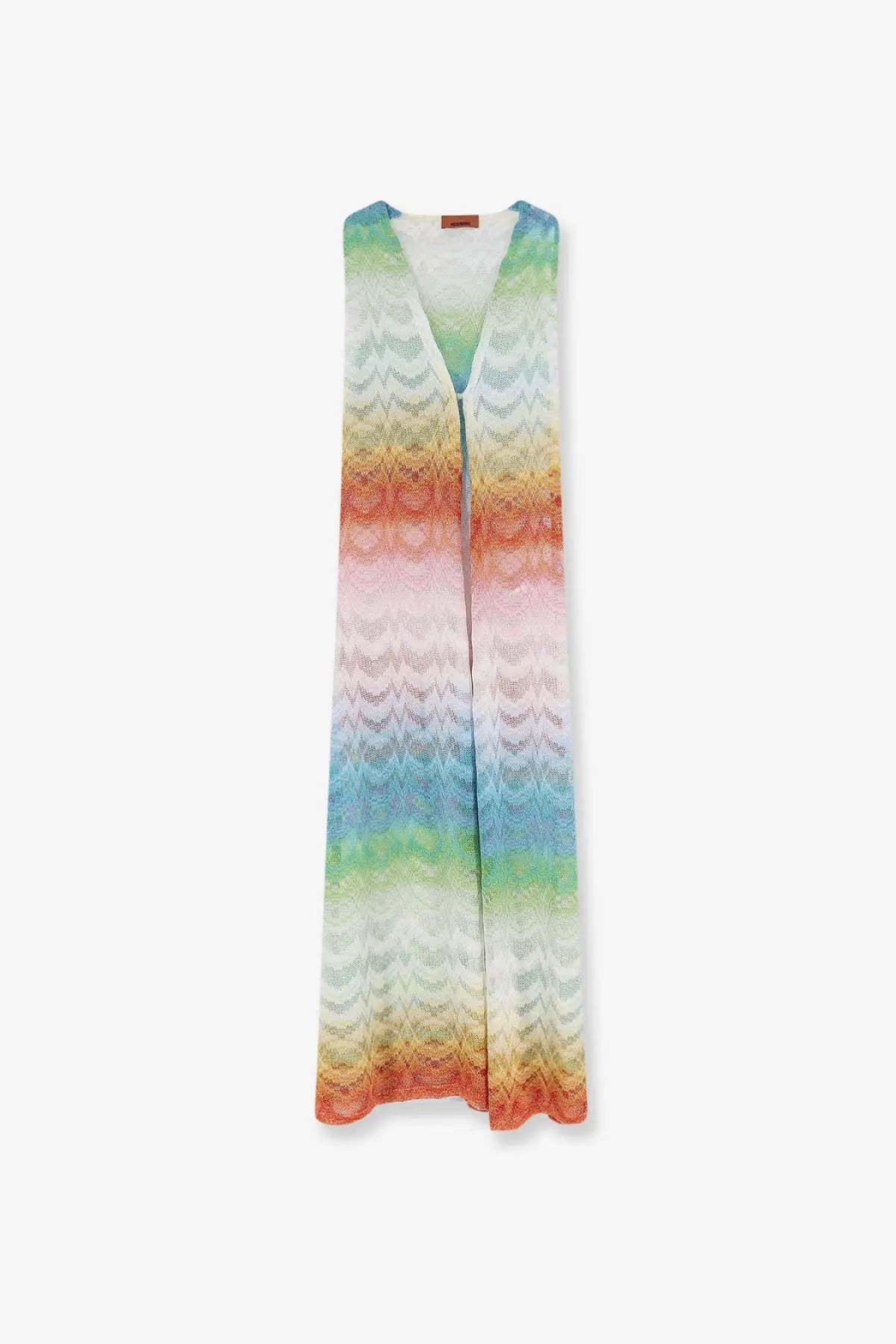 Missoni women’s sleeveless maxi dress with gradient rainbow pattern in viscose and metallic fiber gold blend
