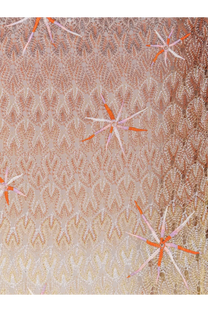 Missoni womens multicolor long cover up dress green with delicate peach lace and embroidered orange and pale pink starbursts