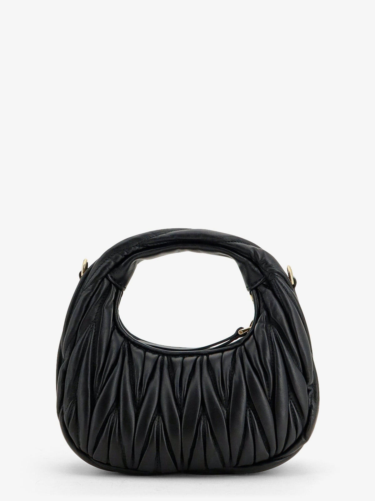 Miu Miu Women's Wander Matelassé Leaher Mini Hobo Bag Black, view 2