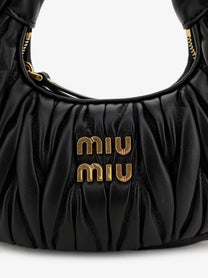 Miu Miu Women's Wander Matelassé Leaher Mini Hobo Bag Black, view 4
