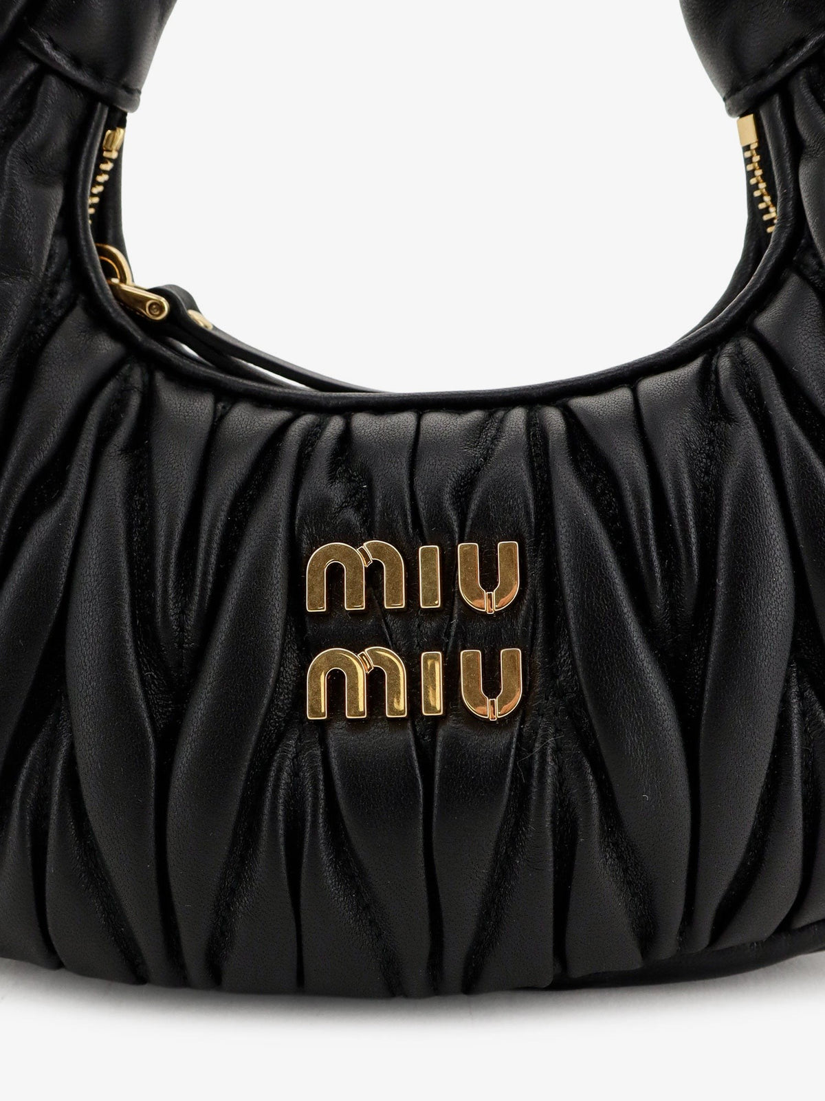 Miu Miu Women's Wander Matelassé Leaher Mini Hobo Bag Black, view 4