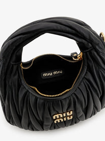 Miu Miu Women's Wander Matelassé Leaher Mini Hobo Bag Black, view 5