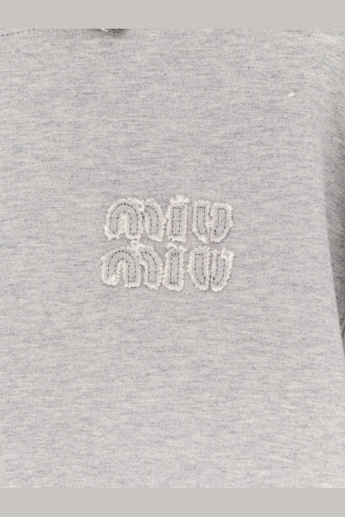 Miu Miu Women's Mélange Cotton Sweatshirt Grey, view 3