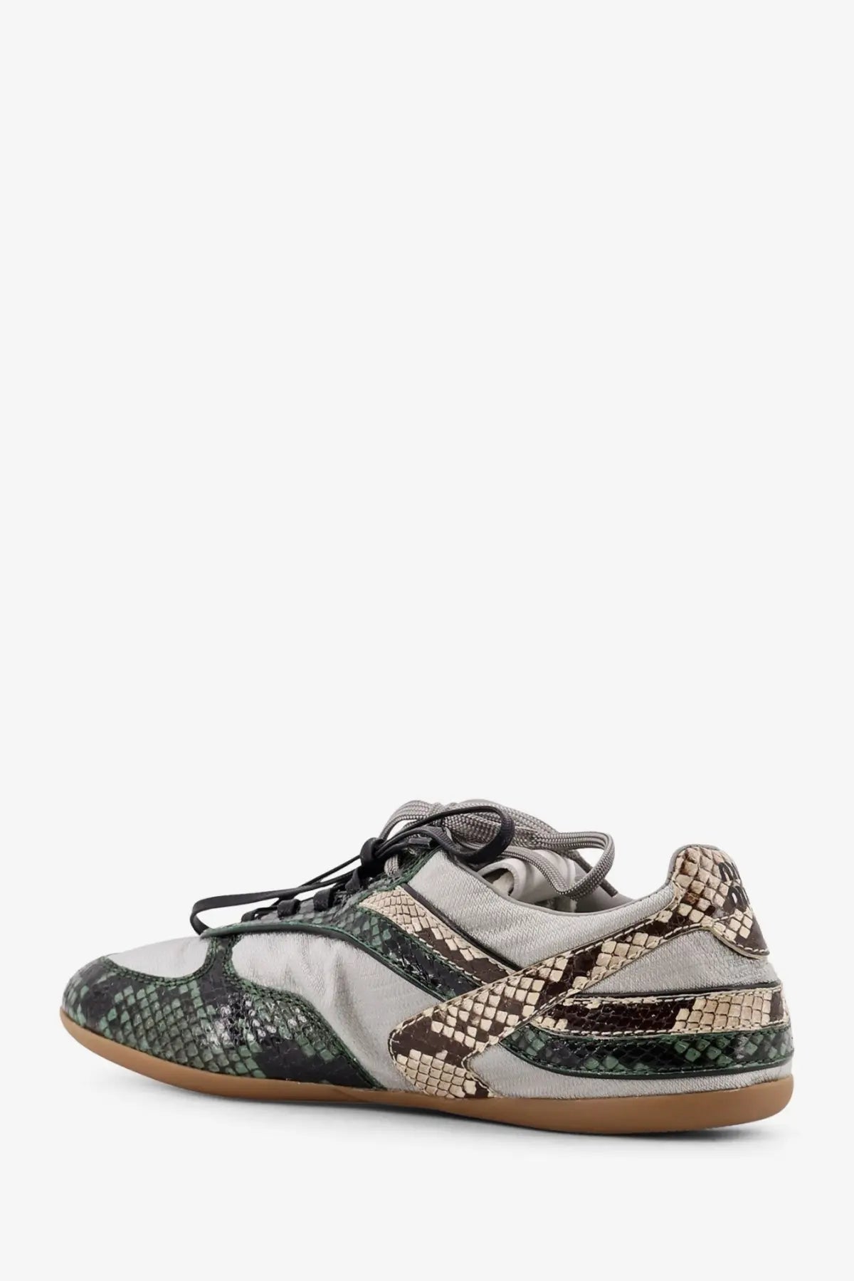 Miu Miu Women's Gymnasium Technical Fabric and Python Print Aisley Sneakers Grey, view 3