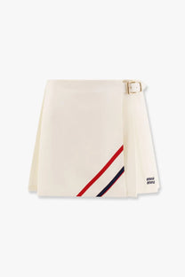 Miu Miu Women's Plissé Wool and Mohair Skirt White