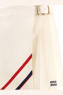 Miu Miu Women's Plissé Wool and Mohair Skirt White