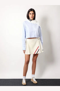 Miu Miu Women's Plissé Wool and Mohair Skirt White