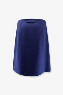 Miu miu women’s skirt baltico is a deep navy satin skirt with a sleek minimalist design and a subtle logo plaque at the waistband