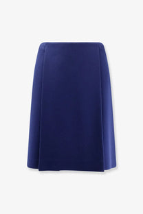 Miu Miu women’s skirt baltico in sleek navy blue pleated fabric with structured seams and smooth texture