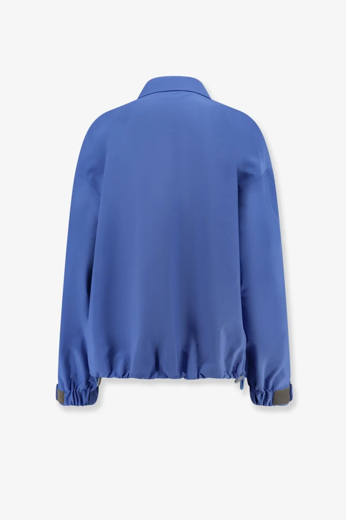 Miu Miu women’s purple technical fabric jacket with blue lightweight material elastic cuffs and subtle collar