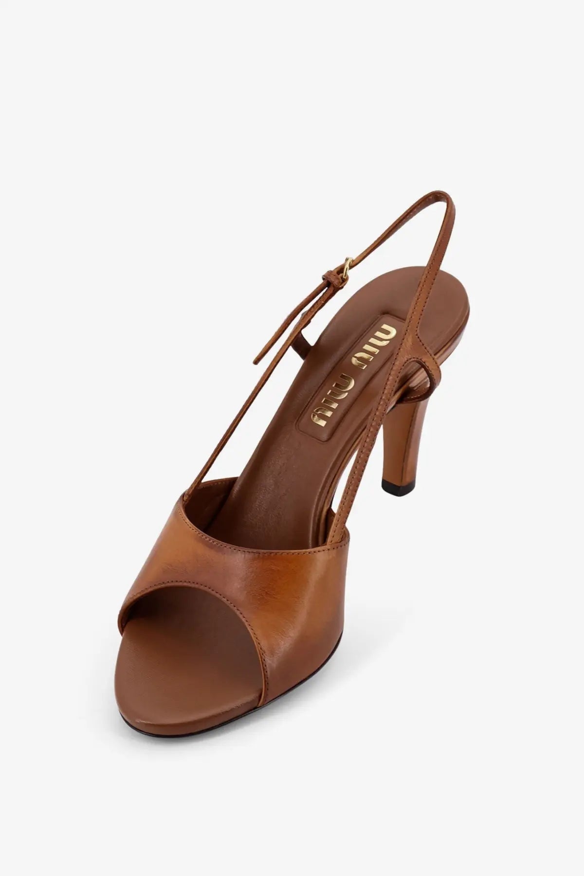 Miu Miu Women's Vintage Leather Sandals Brown, view 4