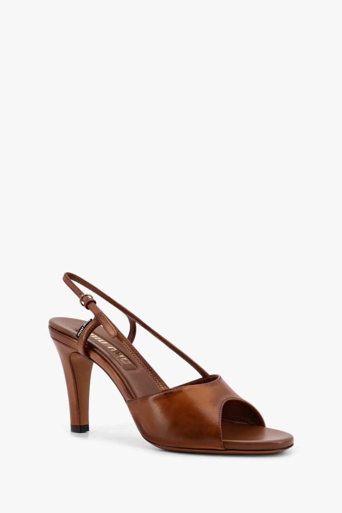Miu Miu Women's Vintage Leather Sandals Brown, view 2