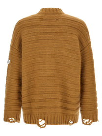 MM6 Maison Margiela Beige Distressed Cardigan Beige, view 2