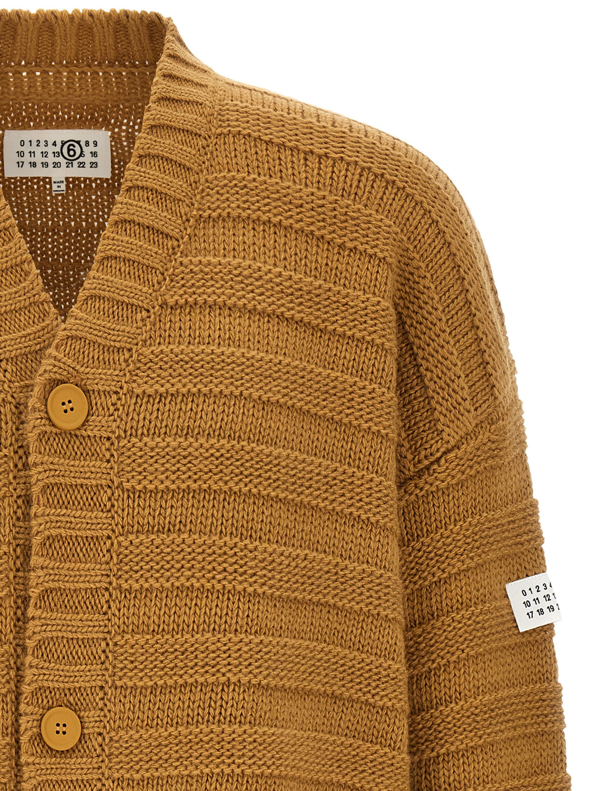 MM6 Maison Margiela Beige Distressed Cardigan Beige, view 3