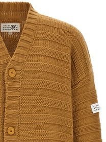 MM6 Maison Margiela Beige Distressed Cardigan Beige, view 3