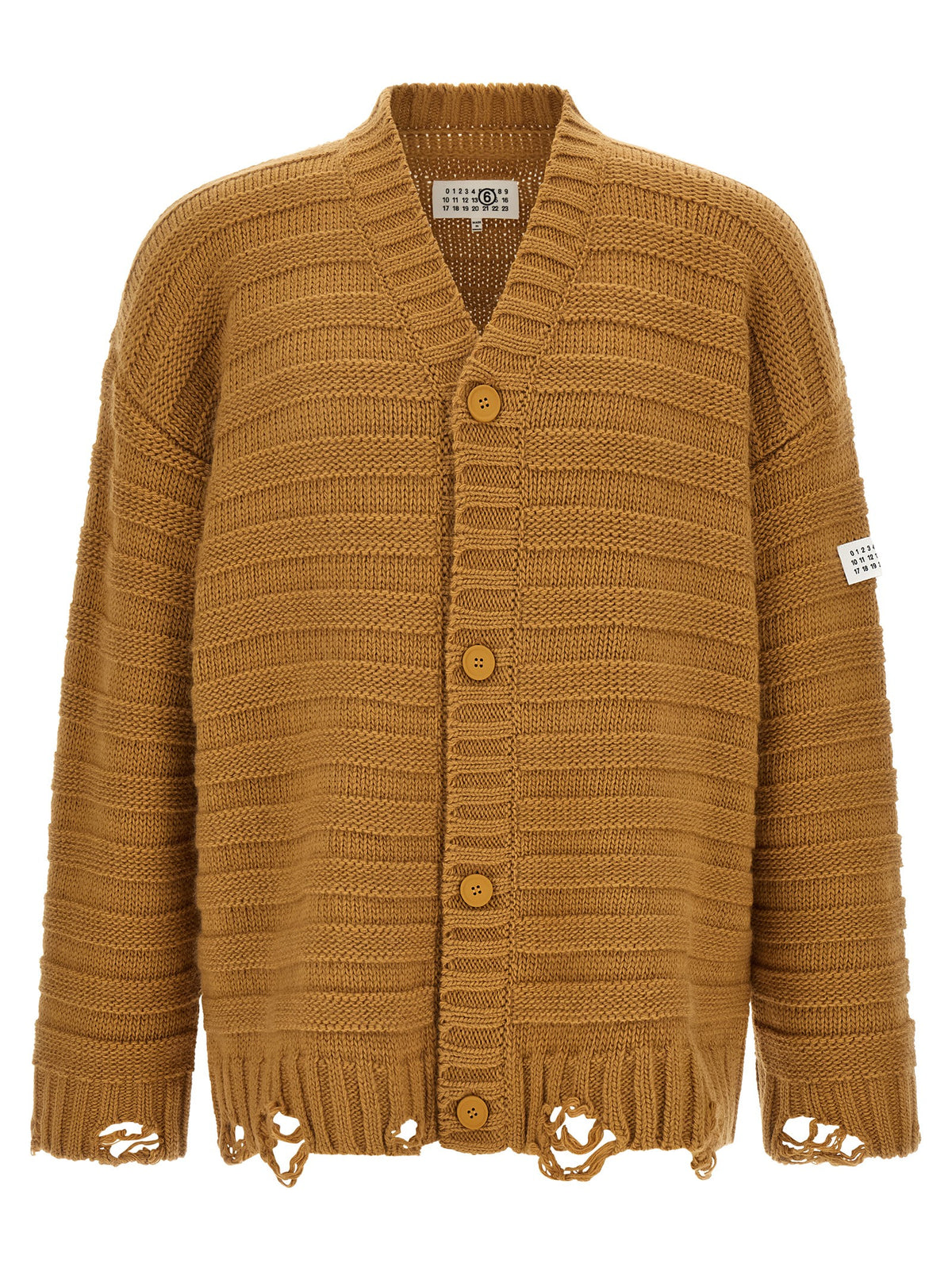 MM6 Maison Margiela Beige Distressed Cardigan Beige