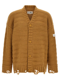 MM6 Maison Margiela Beige Distressed Cardigan Beige
