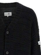 MM6 Maison Margiela Distressed Wool Cardigan Black, view 3
