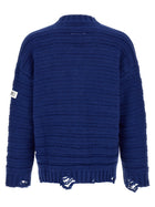 MM6 Maison Margiela Distressed Wool Cardigan Blue, view 2