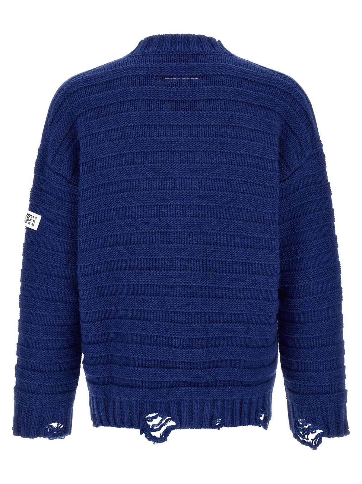 MM6 Maison Margiela Distressed Wool Cardigan Blue, view 2