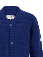 MM6 Maison Margiela Distressed Wool Cardigan Blue, view 3