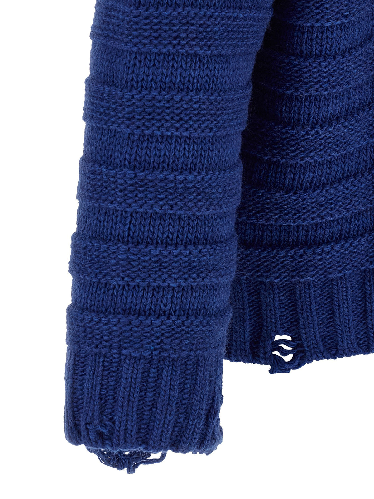 MM6 Maison Margiela Distressed Wool Cardigan Blue, view 4