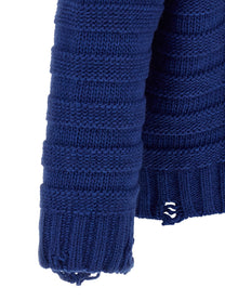 MM6 Maison Margiela Distressed Wool Cardigan Blue, view 4