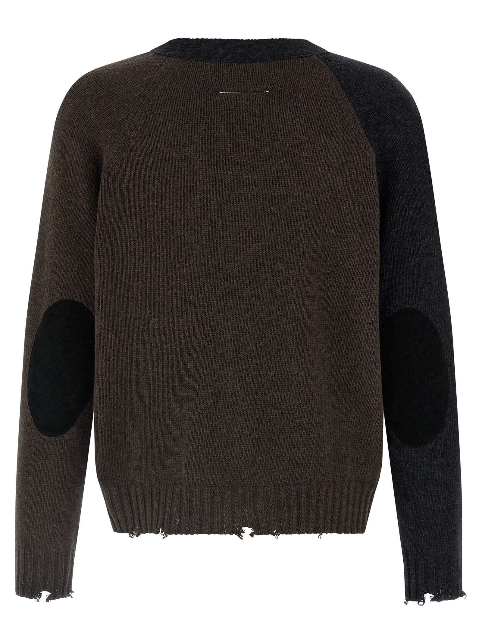 MM6 MAISON MARGIELA - MM6 MAISON MARGIELA - Two-tone suede patch cardigan - Men’s Knitwear